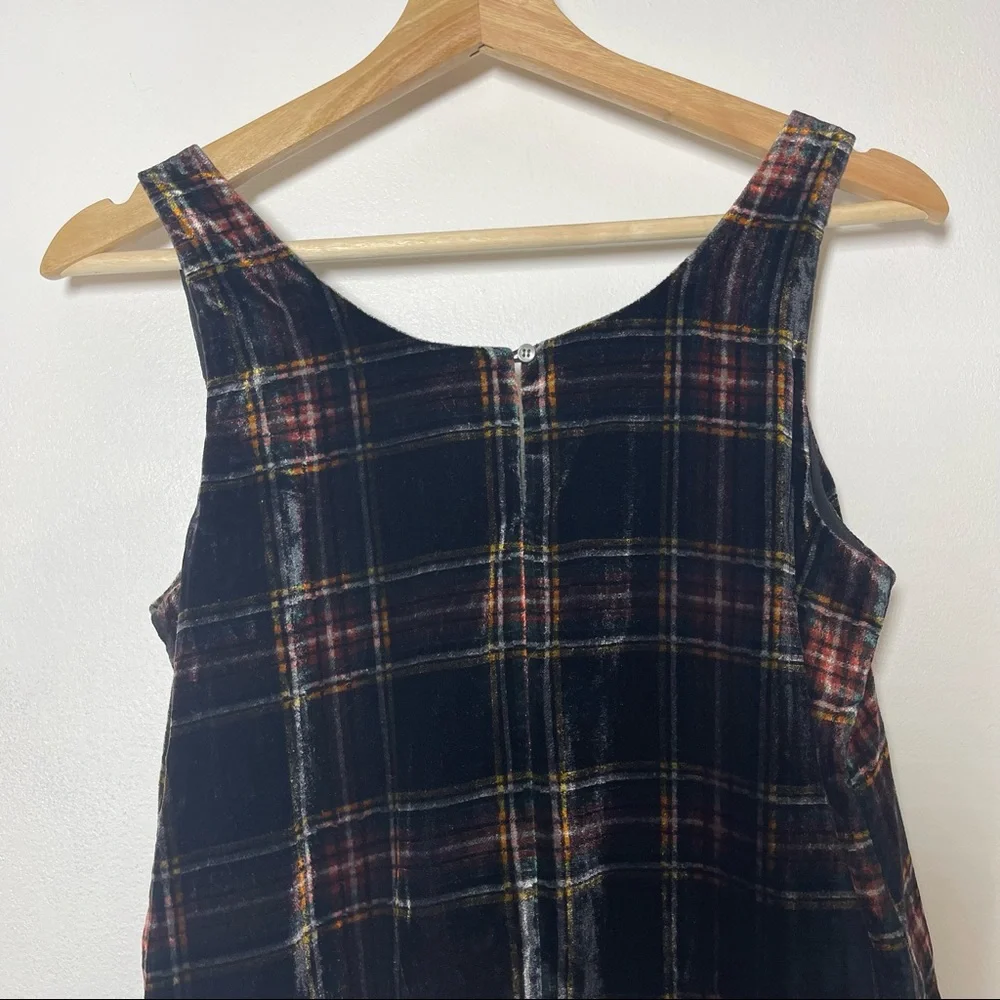 NWT J. Crew Stewart Tartan Velvet Plaid Tank Top Black Red Sz 0